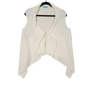 ALICE + OLIVIA 84-734-541 Cream 100% Linen Beachy Waterfall Cardigan SIZE MEDIUM